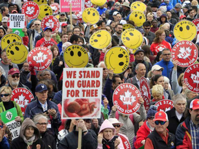 A March for Life rally in favour of ending abortion on Parliament Hill on May 11.
