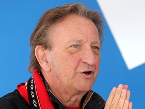Ottawa Senators owner Eugene Melnyk after talking on the radio in the Red Zone outside the Canadian Tire Centre in Ottawa on April 15, 2017. (Tony Caldwell/Postmedia)