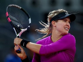 Eugenie Bouchard of Canada in action against Svetlana Kuznetsova of Russia on day six of the Mutua Madrid Open tennis at La Caja Magica on May 11, 2017 in Madrid, Spain. (Photo by Clive Rose/Getty Images)