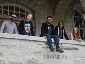 Gracie Postma/For The Whig-Standard
Fossils and Gospels, featuring Martyn Piper, left to right, Curt Sproule, Mike Brown, Ricky Brant and Shannon Leah Evans is holding a record release and final concert at The Toucan, 76 Princess St., on May 19.