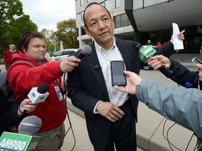 Paul Cheng announces he will be a candidate for Mayor of London during a press conference on the steps of City Hall on Friday May 12, 2017. (MORRIS LAMONT, The London Free Press)