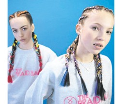 Lila Grace Moss Hack (R) and her friend Stella, daughter of Clash musician Mick Jones, pose in an ad for The Braid Bar at Selfridges in London. (Instagram)