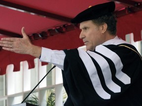 Actor Will Ferrell addresses the University of Southern California's Class of 2017 at USC's 134th commencement ceremony in Los Angeles on Friday, May 12, 2017. (AP Photo/Richard Vogel)