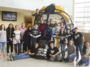 Grade 6 students from Pittsburgh's Aquinas Academy took a tour of the PPG Paints Arena on Friday, when some tried to work their mojo in the visitors' dressing room.
