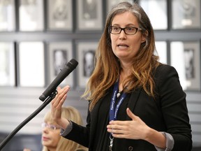 Sheleena Forfar, community planner for children’s services, addresses the Hastings County social services committee on Wednesday May 10, 2017 in Belleville, Ont.  Tim Miller/Belleville Intelligencer/Postmedia Network