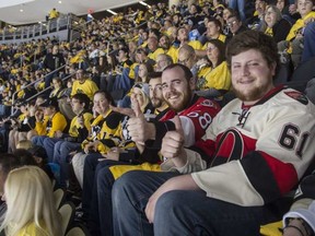 Ottawa Senators fans Kevin Richardson and Eric Brown were specks of red in a sea of black and gold at Game 1 of the Eastern Conference finals Saturday night.