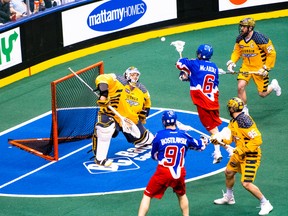 Toronto Rock players had their hands full trying to get past Georgia goalie Mike Poulin. (Handout)