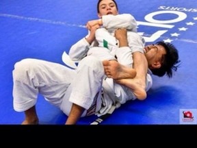 Sudbury's Nick Luong, top, takes care of business during a recent martial arts event. Supplied photo