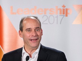 NDP leadership candidate Guy Caron speaks during a leadership debate in Montreal, Sunday, March 26, 2017. (THE CANADIAN PRESS/Graham Hughes)