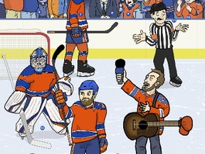 Edmonton Oilers 2017 playoff illustration for Edmonton Sun by Chad Huculak