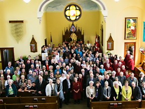 The congregation of First St. John’s Lutheran Church in Seebach’s Hill recently gathered to honour their longtime organist, Doreen Skinner. NANCY FRENCH PHOTO