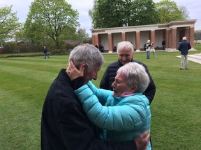 Carolyn Russell embraces Mr. Hendricks, the man whose family billeted her father 72 years ago, when Hendricks was just 16.
Submitted/Postmedia Network
