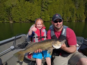 Chris Purvis sent in this photo of his daughter's first fish, an eight-pound-plus walleye, to be included in The Sudbury Star/Sturgeon Falls Rod and Gun Club Pike Tournament draw. The final draw for free entry into the May 27 tournament will be held Tuesday at 6 p.m. on Facebook Live. Supplied photo