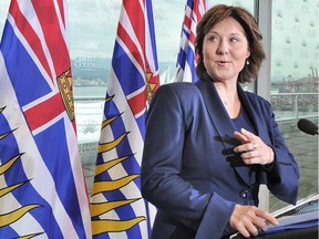 B.C. Premier Christy Clark holds a post-election press briefing in Vancouver on May 10, 2017. (Nick Procaylo/Postmedia)