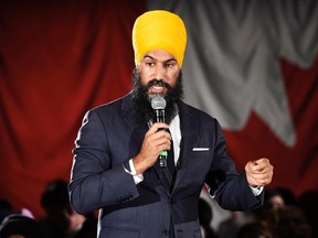 Ontario deputy NDP leader Jagmeet Singh launches his bid for the federal NDP leadership in Brampton, Ont., on Monday, May 15, 2017. THE CANADIAN PRESS/Nathan Denette