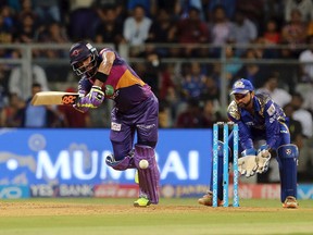 Rising Pune Supergiant player Manoj Tiwary bats during their IPL Qualifier  against Mumbai Indians on Tuesday.