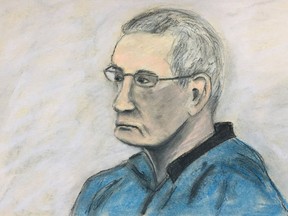 Court Sketch of Wayne Howard Bernard by Janice Fletcher.