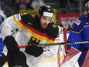 Germany's Leon Draisaitl plays against Italy in the IIHF World Championships first-round match in Cologne, Germany, on May 13, 2017. (Getty Images)
