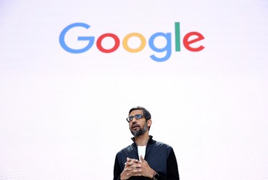 Google CEO Sundar Pichai delivers the keynote address at the Google I/O 2017 Conference at Shoreline Amphitheater on May 17, 2017 in Mountain View, Calif. (Justin Sullivan/Getty Images)