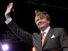 In this Thursday, April 27, 2017 file photo, Dutch King Willem-Alexander greets well-wishers during celebrations marking his 50th anniversary on Kingsday in Tilburg, Netherlands. (AP Photo/Peter Dejong, File)