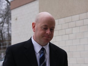 Former Barrie city manager Ryan Thompson was sentenced to a 15-month conditional sentence Wednesday for taking $127,000 in kickbacks from a local contractor. (TRACY MCLAUGHLIN/TORONTO SUN)