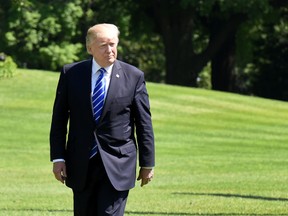 U.S. President Donald Trump returns to the White House, on May 17, 2017 in Washington, D.C. (OLIVIER DOULIERY/AFP/Getty Images)