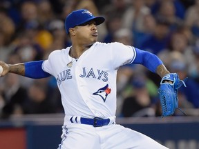 Jays pitcher Marcus Stroman wants to have an effective at bat. (The Canadian Press)