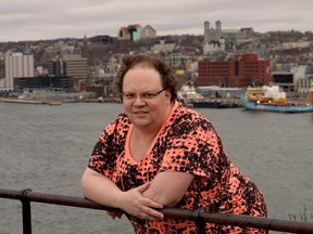 Jennifer McCreath poses in St.John's on Wednesday, May 17, 2017. McCreath, a 43-year-old transgender person, wants to change a long-standing regulation that prohibits airlines from transporting anyone who "does not appear to be of the gender indicated on the identification presented." THE CANADIAN PRESS/Joe Gibbons