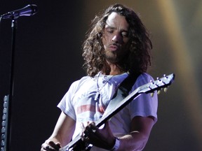 In this Sunday, Aug. 8, 2010, file photo, musician Chris Cornell of Soundgarden performs during the Lollapalooza music festival in Grant Park in Chicago.  (AP Photo/Nam Y. Huh, File)