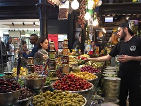 Tel Aviv's Sarona Market is the place to go for local and imported gourmet nibbles, including an enormous selection of olives. ROBIN ROBINSON/TORONTO SUN