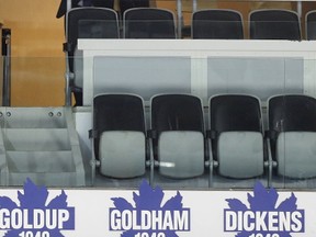 Toronto Maple Leafs GM Lou Lamoriello watches a Toronto Marlies AHL playoff game on May 15, 2017. (Michael Peake/Toronto Sun/Postmedia Network)