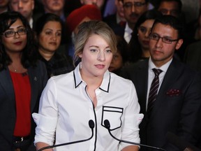 Patrick Doyle/The Canadian Press
Minister of Canadian Heritage Melanie Joly makes an announcement about an anti-Islamophobia motion on Parliament Hill in Ottawa on Feb. 15.