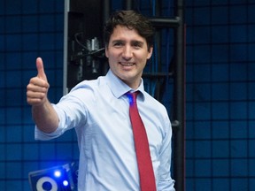 Prime Minister Justin Trudeau gives the thumbs up as he tours Electronic Arts Canada in Burnaby, B.C., Thursday, May 18, 2017. THE CANADIAN PRESS/Jonathan Hayward
