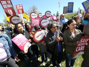 The Manitoba Nurse's Union and Manitoba Government and General Employees' Union protested cuts at Victoria Hospital on Thursday, May 18, 2017. (Winnipeg Sun/Postmedia Network)