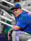 Toronto Blue Jays manager John Gibbons sits in the dugout before the team's baseball game against the Atlanta Braves Thursday, May 18, 2017, in Atlanta. (AP Photo/John Bazemore) ORG XMIT: GAJB110