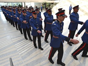 It's graduation day for EPS Recruit Training Class 137 as they were sworn in in front of family and friends at City Hall in Edmonton, May 19, 2017. (Ed Kaiser/Edmonton Sun)