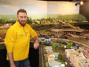 Cody Cacciotti, operations manager of the Northern Ontario Railroad Museum and Heritage Centre in Capreo, shows off the museum's new model railway display on Friday. A release issued by the museum said, "The project began when the museum forged a partnership with the Sudbury Railway Modellers in December of 2015. After (17) months of design and construction by the Sudbury Railway Modellers, the layout was finally ready to be unveiled. The layout, measuring approximately 400 square feet, depicts the Canadian landscape from coast to coast. It is certain to capture the imagination of visitors young and old." The museum is open to the public starting tomorrow with an open house. The day features free admission and The Big Truck Meet Up, which includes a collection of big trucks from companies and organizations across Greater Sudbury. The museum will be open daily from 10 a.m. to 4 p.m. until Sept. 3.