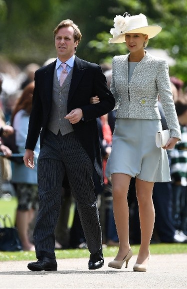Britain's Lady Gabriella Windsor (R) attends the wedding of Pippa Middleton and James Matthews at St. Mark's Church in Englefield, west of London, on May 20, 2017. (JUSTIN TALLIS/AFP/Getty Images)