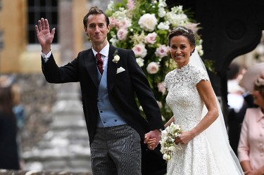 Pippa Middleton and her new husband James Matthews leave St. Mark's Church in Englefield, west of London, on May 20, 2017. (JUSTIN TALLIS/AFP/Getty Images)