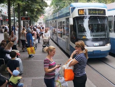 Could our King St. through the downtown core one day look like this “transit and pedestrian corridor” in Zurich?