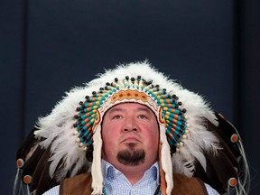 Grand Chief Derek Nepinak of the Assembly of Manitoba Chiefs discusses the ongoing rejection of Canada's Bill C-33, the "First Nations Control of First Nations Education Act" during a news conference in Ottawa on April 28, 2014. The Manitoba indigenous leader plans to walk 120 kilometres next month in a decidedly different commemoration of Canada's 150th birthday. Nepinak, grand chief of the Assembly of Manitoba Chiefs, said his Walk to Remember is to celebrate the resilience of indigenous people in the face of what has happened to them since Confederation. THE CANADIAN PRESS/Adrian Wyld