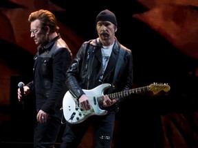Irish rockers U2 honoured the memory of Soundgarden frontman Chris Cornell during a show in Calfornia on Saturday. (Jonathan Hayward/The Canadian Press)