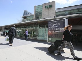 GO Transit bus terminal at Bay and Yonge Sts. GO celebrates 50 years of service on May 23, 2017. (Veronica Henri/Toronto Sun)