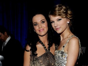 Kary Perry and Taylor Swift during the 52nd Annual GRAMMY Awards - Salute To Icons Honoring Doug Morris held at The Beverly Hilton Hotel on January 30, 2010 in Beverly Hills, California. (Photo by Larry Busacca/Getty Images for NARAS)