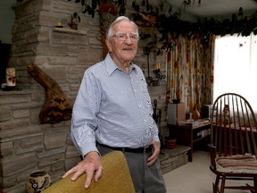 Hans Blaser, 95, who recently made a large donation to the Community Foundation for The Loving Spoonful, at his Kingston home on Thursday.  (Ian MacAlpine/The Whig-Standard)