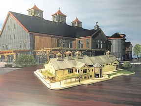 Illustration shows what the new Cowbell Brewery, restaurant and event centre in the south end of Blyth will look like when construction ends in August. The brewhouse will start production of Absent Landlord in June. (Special to Postmedia News)