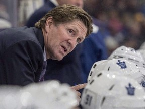 Maple Leafs coach was taking in the Memorial Cup game between Saint John and Seattle on Tuesday in Windsor, Ont. (THE CANADIAN PRESS FILE)