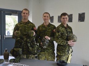 (From left) Cameron Ward, James Blonde, and Nicholas Parent are all co-op students at Ursuline College Chatham. They did their placement in the reserves, learning valuable life skills, earning credits and money, and already building on a career post-secondary school.