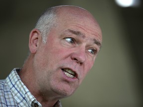 Republican congressional candidate Greg Gianforte looks on during a campaign meet and greet at Lions Park on May 23, 2017 in Great Falls, Montana. Greg Gianforte is campaigning throughout Montana ahead of a May 25 special election to fill Montana's single congressional seat. Gianforte is in a tight race against democrat Rob Quist. (Photo by Justin Sullivan/Getty Images)
