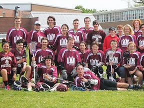 The Moira Trojans gather for a team photo on Wednesday after playing the first field lacrosse game at the school since 1976. (Submitted photo)